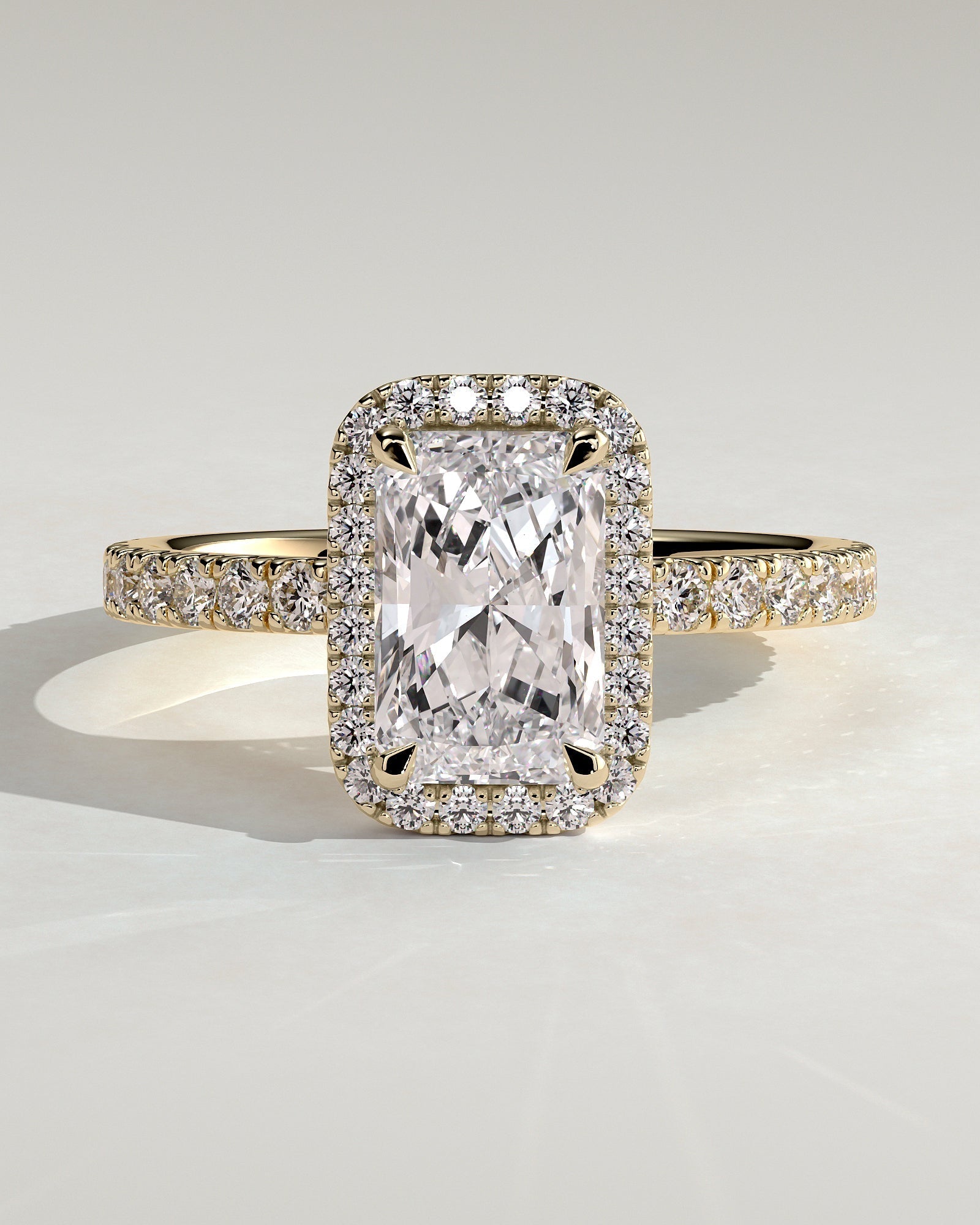 Round Halo, Pave & Split Shank Engagement Ring – 1.93 CT Lab Grown Diamond